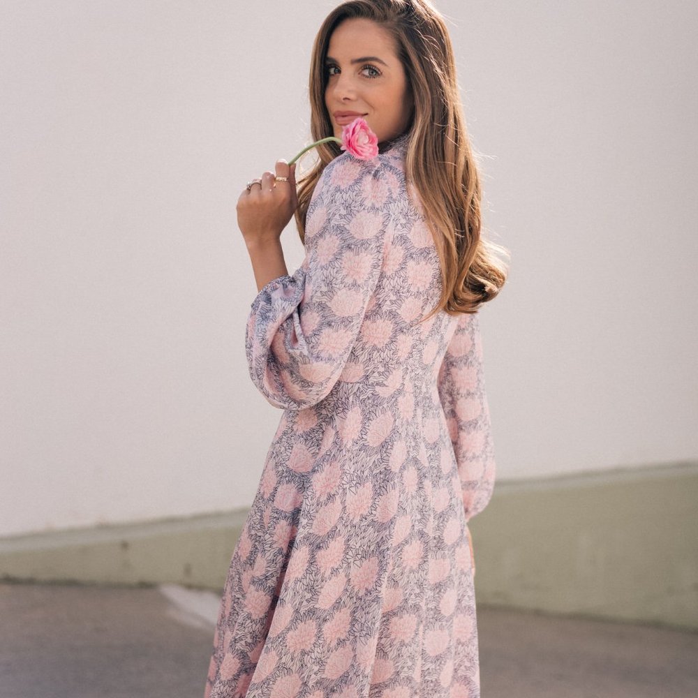 Pink Floral Long Sleeve Dress